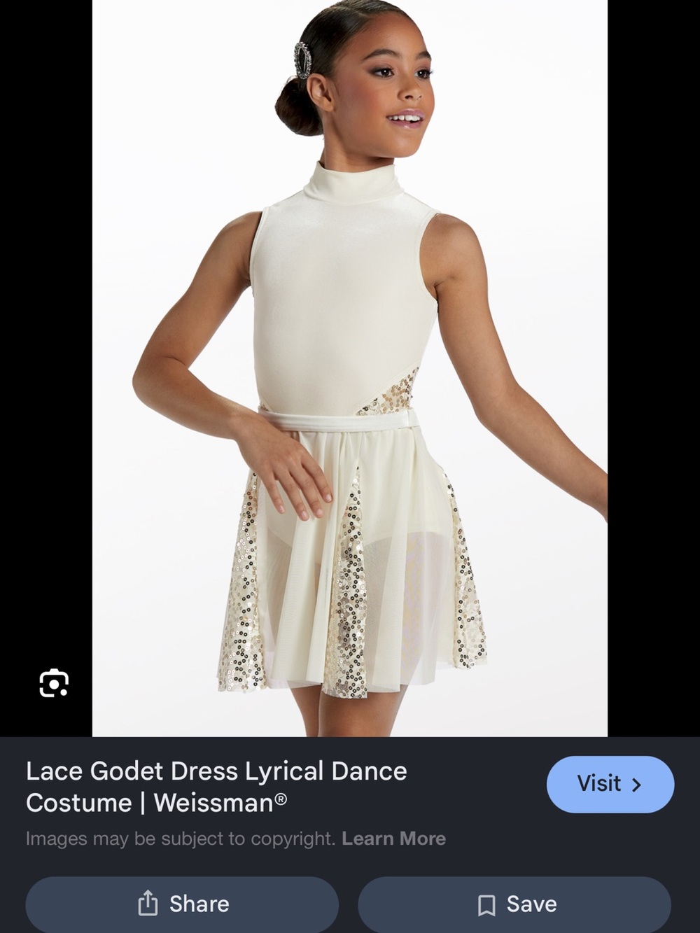Weissman Cream Lace Godet Lyrical Dress with Sequin Panels